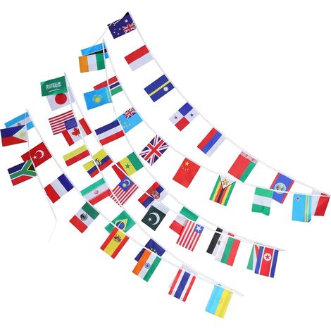 Guirlande Décorative 12,5 Mètres Légère et Facile à Suspendre de Drapeaux Internationaux en Polyester Lors de Fêtes pour Plafond et Porche (1/5)