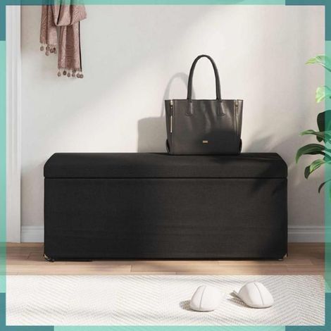 876790 Tabouret Noir 101 x 41 x 40 cm Tissu et bois stratifié (1/5)