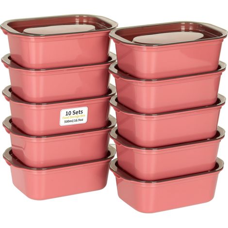 Boîtes Alimentaires Hermétiques 500ml (10 Pack) - Boite Plastique Alimentaire, Conservation Repas, Empilable, Micro-ondable (1/5)
