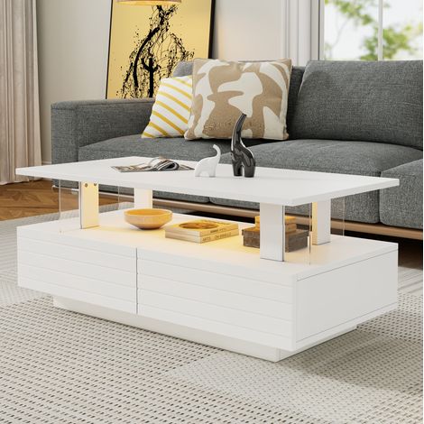 Mesa centro LED con almacenaje acrílico 100 cm OKMYHOME (1/5)