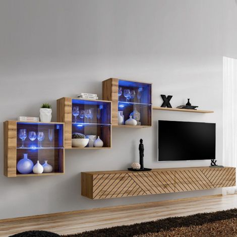 Ensemble Meuble TV "Switch Lamel XX" 330cm Naturel (1/5)