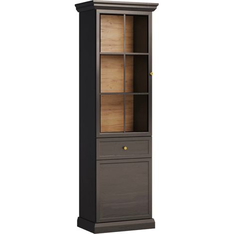 Vitrine 2 portes 1 tiroir Toja Bois anthracite (1/3)