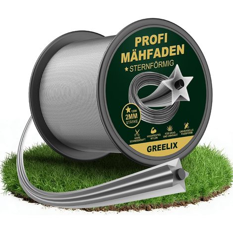 Brush Cutter Wire 2 mm x 120 m, Star Profile Cutting Wire Strimmer Wire Reinforced Nylon Strimmer Wire for Strimmer and Trimmer, Net Cut