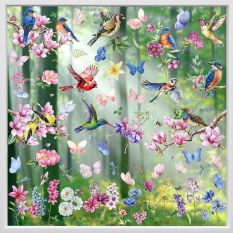 9 autocollants pour fenêtres - Autocollants électrostatiques - Autocollants papillons - Autocollants oiseaux - Autocollants fleurs - Colorés - 20 x 30 cm - PVC coloré (1/5)