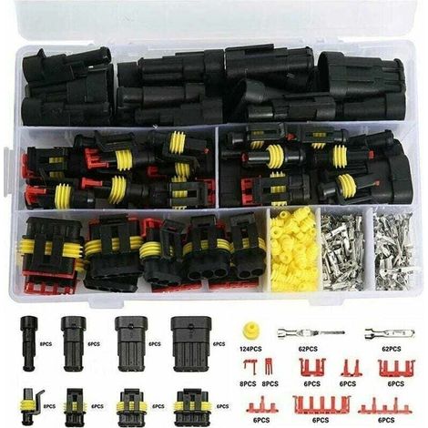 Kit de connecteurs imperméables comprenant 352 pièces de terminaux électriques de voiture étanches à 1/2/3/4 broches, adaptés aux motos, scooters et voitures. (1/4)
