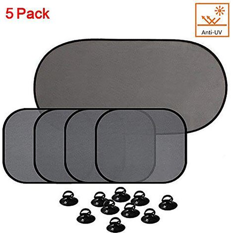 5 Pcs Store Pare-Soleil Voiture avec Ventouses pour Fenêtres Latérales et Arrière - Protection Solaire Automobile (1/5)