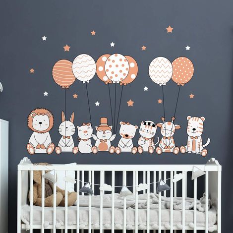 Stickers muraux Sticker Mural Autocollant - ANIMAUX ACROBATES ET LES BALLONS FANTASTIQUES - Stickers adhésifs - 90x60cm (1/5)