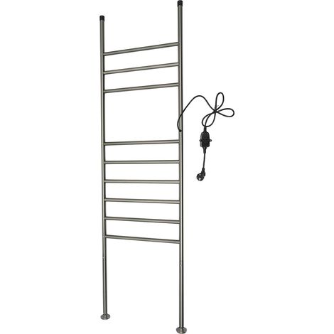 Sèche-serviettes à 9 barres gris, en acier inoxydable, sèche-serviettes électrique sur pied, pour salle de bain, balcons, toilettes, 42,5 x 160 cm, Capacité de charge max. : 15kg, 4570℃ (1/5)