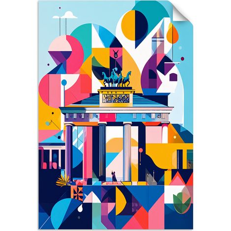 Selbstklebendes Poster – Wandsticker Berlin Stadt Abstraktion im Bauhaus-Stil 30x45 cm (1/3)