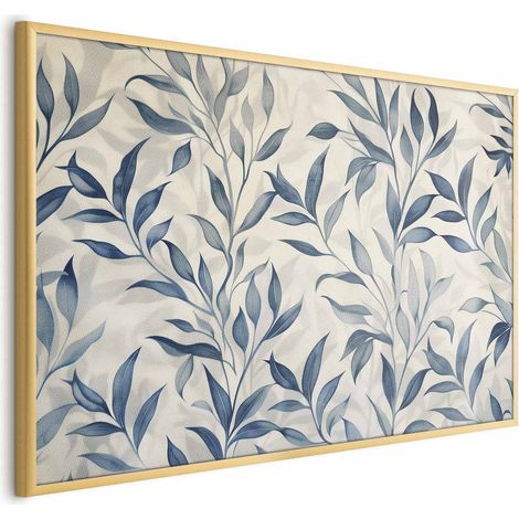 Poster - Un delicato motivo botanico con foglie blu (1/4)