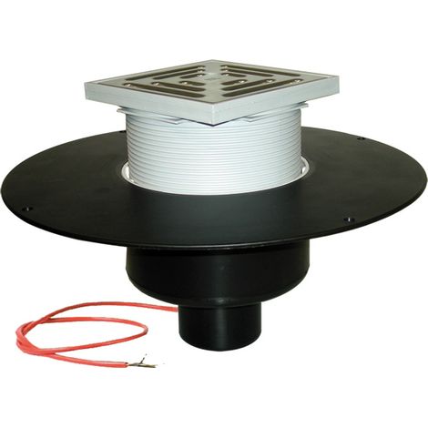 Vertikaler Dachablauf DN75 mit PP-Kragen, beheizbar (10-30W/230V). Begehbar - 148x148mm/137x137mm