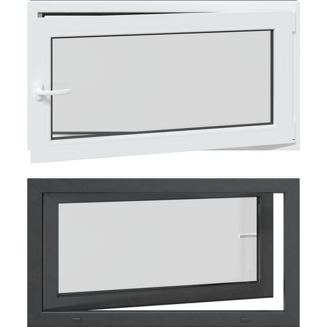 Basement Window RISOR 110 x 70 cm PVC and Glass Anthracite vidaXL