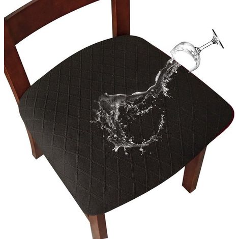 Juego de cuatro fundas para sillas: funda para cojín de silla,funda para silla de comedor,apta para comedores,marrón oscuro,4 piezas,gris oscuro (1/5)