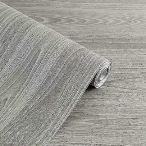 Papier autocollant imitation bois pour plan de travail, placards de cuisine, murs, tables, portes et bureaux (gris, 45 cm de large) (1/5)