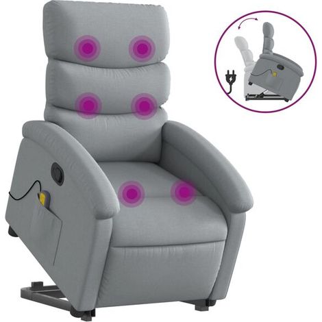 Chaise de massage ergonomique en tissu gris clair – Fonction chauffage, vibration et rouleaux cervicaux – Idéale pour détente quotidienne à domicile (1/5)