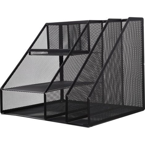 Multi-compartment iron document storage rack with a simple and generous design for office and home organization (1/5)