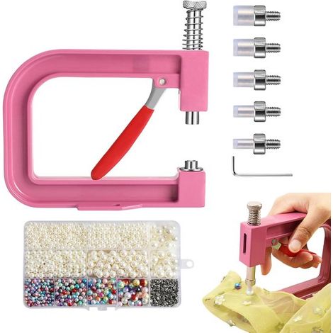 15 cm langes, pinkfarbenes Handperlenwerkzeug, DIY-Nietperlenknopfsetzer für Hüte, Schuhe, Kleidung, Taschen und Röcke (1/5)