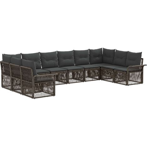 Gartensofa-set 10 pcs Grau Poly-Rattan vidaXL