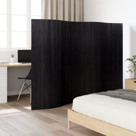 Paravent Schwarz Breite 250 cm Höhe 165 cm Bambus