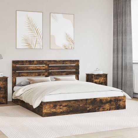 Aufbewahrungsbett Geräucherte Eiche 180 x 200 cm Holzwerkstoff