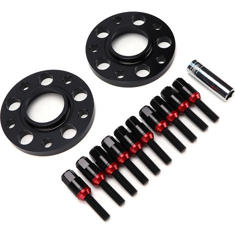 15-mm-Radnaben-Distanzscheiben-Set mit Radbolzen für BMW 1er, 3er, 5er, 6er, 7er, 8er, Z3, Z8, M3, M5, schwarze Distanzscheiben mit Schrauben (1/5)