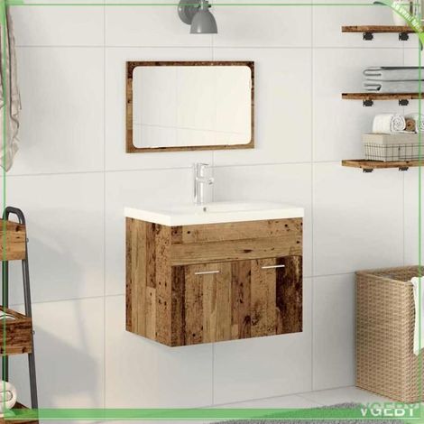 Meuble de salle de bain - FAF7291712448607 - Bois d'ingénierie - 2 portes - Montage mural 60 x 38,5 x 46 cm (1/5)