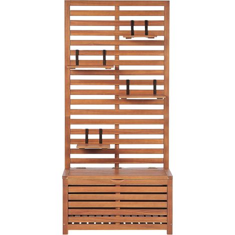 Garden Bench with Wall Panel MATINO Acacia Wood 80 cm 40 cm Brown (1/5)