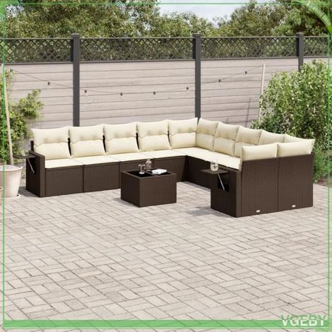 Salon de jardin - FAF7291712420740 - Résine tressée marron - Modulable 11 pcs - Rangement avec sac étanche (1/3)