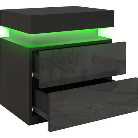 Table de chevet lumineuse LED JARED noire (1/5)
