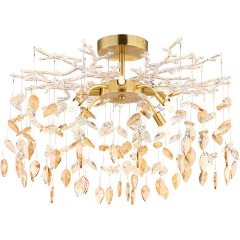 Lampada da soffitto Lampada da soffitto da soggiorno lampada in cristallo ottico oro metallo Ø 61 cm
