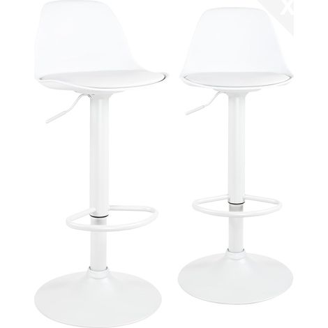 Ensemble de 2 tabourets de bar noirs avec coussin rembourré en similicuir et repose-pieds, hauteur réglable et pivotant à 360° (Integral Black) (1/5)