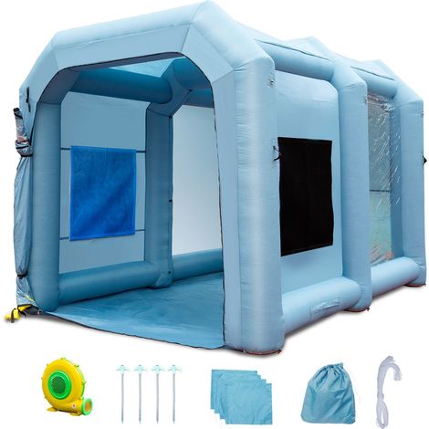 Voile de Protection Gonflable pour Peinture Auto 396x305x274 cm avec Système de Filtration et Souffleur 950W (1/5)