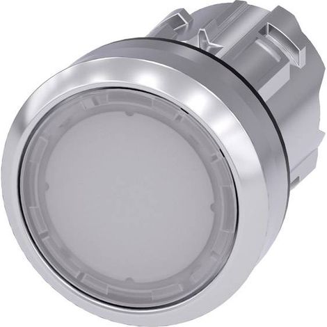Siemens 3SU10510AB600AA0 3SU1051-0AB60-0AA0 Bouton-poussoir lumineux à rappel actionneur plat, collerette métal, finition brillante blanc 1 pc(s) Y401721 (1/2)