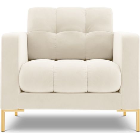 Fauteuil en velours beige clair (1/5)