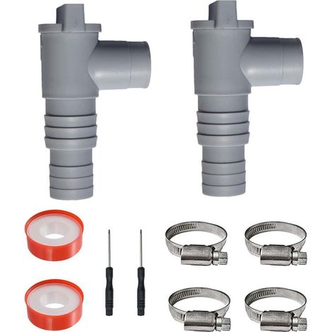 2er Set Poolschlauch Adapter mit Absperrventil 32mm, inkl. Schlauchschellen