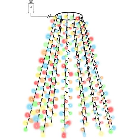 Catena luminosa decorazione albero 210 cm 210 LED vari effetti interno esterno in PVC colorato 020046777