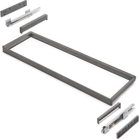 Emuca Bastidor con guías de cierre suave y extracción total para accesorios de armario Quartz, 1062-1088mm, Aluminio y Plástico, Titanio - (1/5)