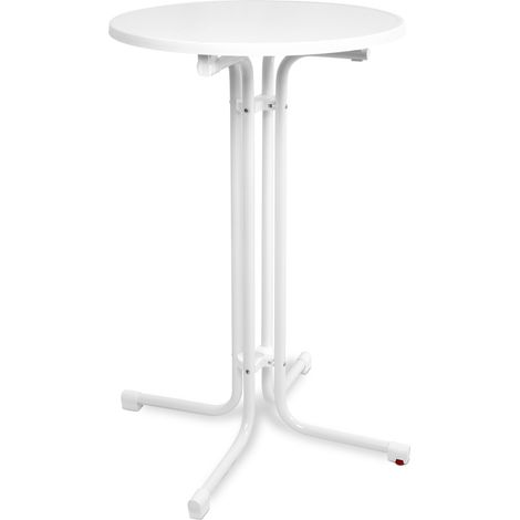 Table haute d'extérieur Sylt, pliable, réglable en hauteur, Ø70cm, blanc
