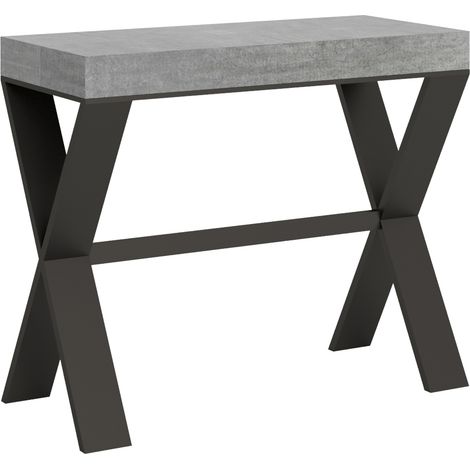 Consolle allungabile 90x40/196 cm Xenia Small Cemento telaio Antracite (1/5)
