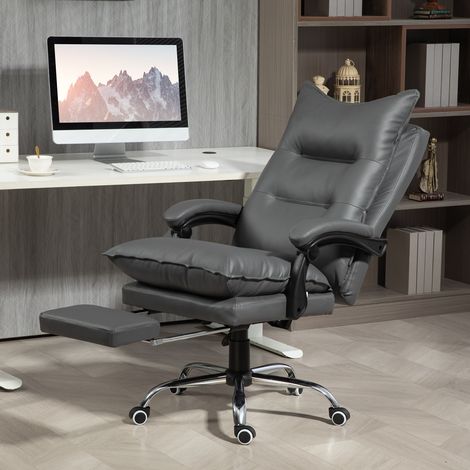 Chaise de bureau ergonomique, hauteur d'assise réglable, dossier inclinable, similicuir, gris foncé (1/5)
