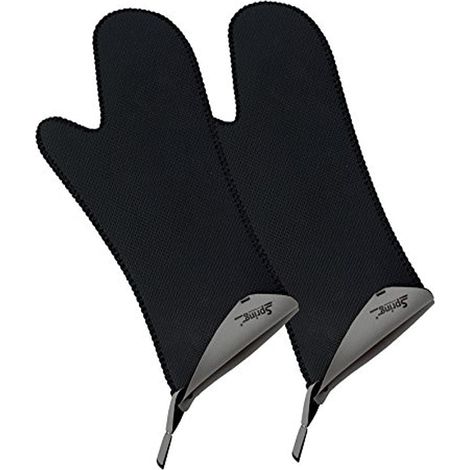 Spring - Guanti da cucina lunghi, set da 2 pezzi, colore fodera: Grigio