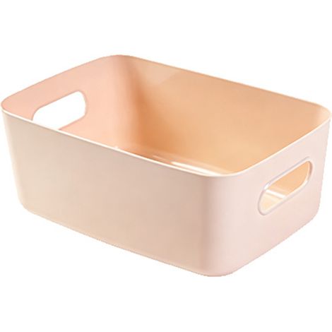 Panier de rangement pour bureau PP, boîte de rangement de cosmétiques, organisateur d'articles divers de bureau avec poignée pour la maison, grand abricot (1/5)