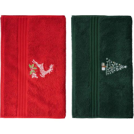 Juego de toallas de cocina Set Verde Rojo Blanco (1/5)