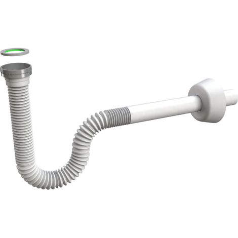 SIFONE SCARICO IN POLIPROPILENE PP FLESSIBILE ED ESTENSIBILE CON GHIERA IN METALLO PER LAVABO/BIDET - 11/4Ø32X230 MM - BON