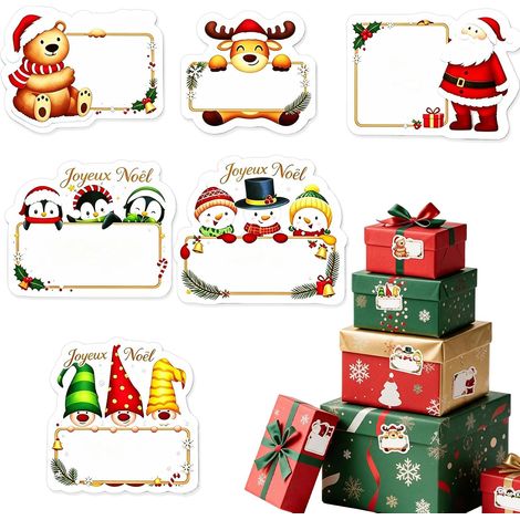 180 Pièces Etiquette Cadeau Noel Autocollante, 30 Feuilles, 6 Motifs (1/5)