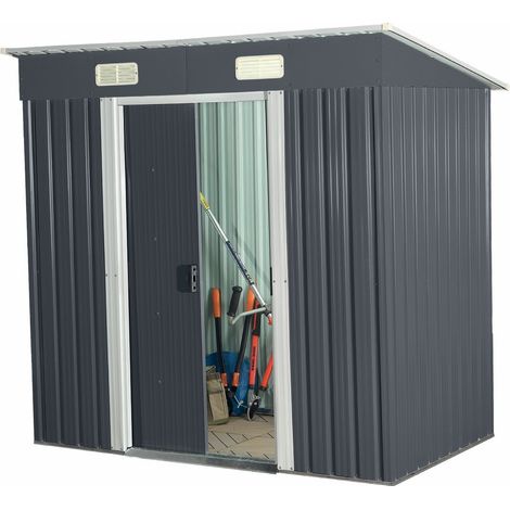 Werka Pro – Abri de jardin en métal 2,4m² – Acier galvanisé gris anthracite – Dimensions 1,95 x 1,21 x h 1,80 m – Porte double coulissante