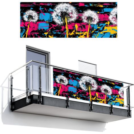 Balcony Privacy Banner Street Art - Colorful - Wall 300x110 cm (1/4)