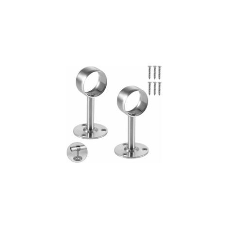 Soporte para barra de cortina de techo, soporte para tubo de armario, soporte ajustable de acero inoxidable con tornillos para tendedero, armario, cocina, vestidor (2 piezas - Crezuo) (1/4)