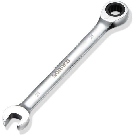 Clé Plate à Cliquet 21mm, Clés Mixtes à Cliquet, Outils de Réparation à Domicile, 72 Dents 5° Angle Reprise Clés Mixtes à Cliquet en Acier Chrome-vanadium (1/5)