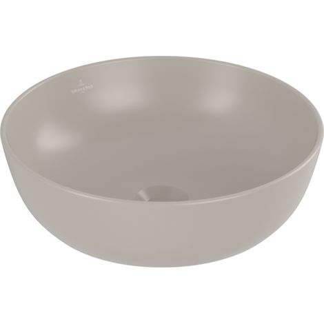 Lavabo redondo de encimera Villeroy & Boch Artis con desagüe de flujo libre en color almendra